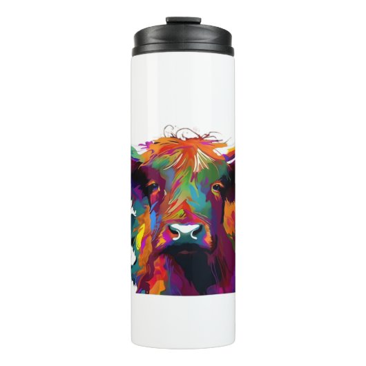 Highland Koe, koe, Highland koe kunst, schattig Hi Thermosbeker (Voorkant)