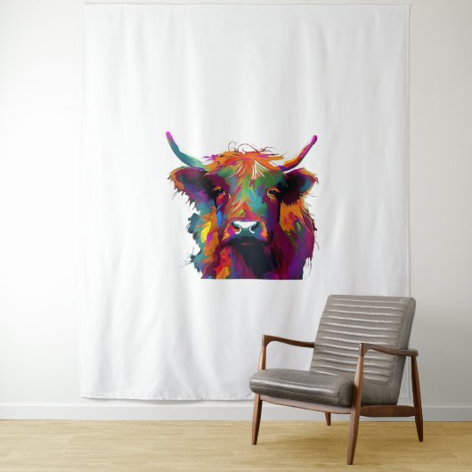 Highland Koe, koe, Highland koe kunst, schattig Hi Wandkleed (In situ)