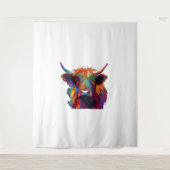 Highland Koe, koe, Highland koe kunst, schattig Hi Wandkleed (Voorkant)