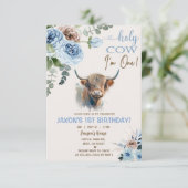 Highland koe, koe jongensuitnodiging. kaart (Staand voorkant)