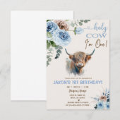 Highland koe, koe jongensuitnodiging. kaart (Voorkant / Achterkant)