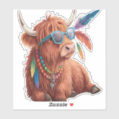 Highland Koe, Koele Koe, Zonnebril Sticker (Vel)