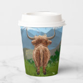 HIghland Koe komen en gaan feest Papieren Bekers (Achterkant)