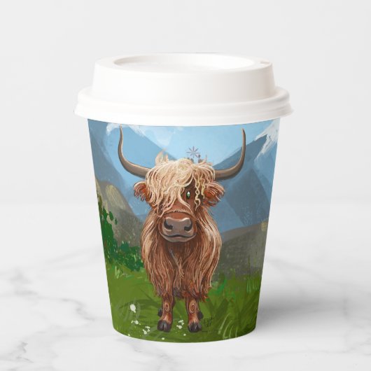 HIghland Koe komen en gaan feest Papieren Bekers (Voorkant)