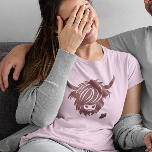 Highland Koe Koppels Matching Roze Valentijnsdag T-shirt