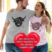 Highland Koe Koppels Matching Roze Valentijnsdag T-shirt