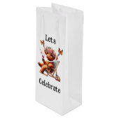 Highland Koe Laat Ons Vieren Wijn Cadeautas (Voorkant Gekanteld)