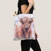 Highland Koe Landscape Waterverf Tote Bag (Dichtbij)