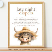 Highland Koe Late Night Luiers Baby shower Poster