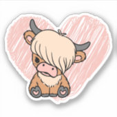 Highland Koe Love Waterproof Sticker (Voorkant)