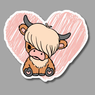 Highland Koe Love Waterproof Sticker