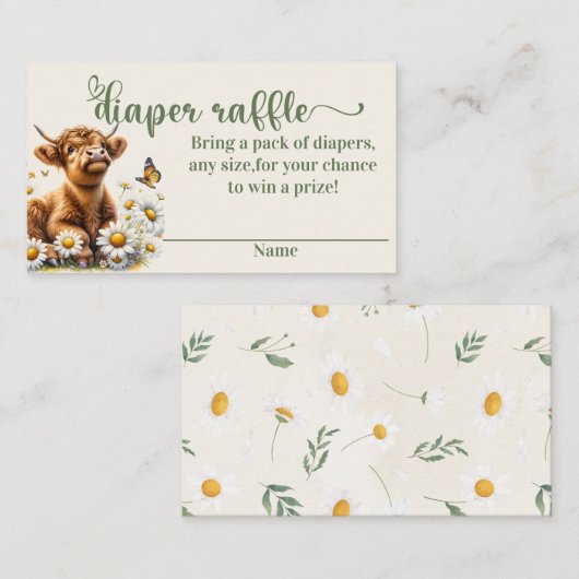 Highland Koe Luier verloting baby shower Plaatskaartje (Voorkant / Achterkant)
