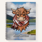 Highland Koe MacPherson rode jurk Tartan sjaal Notitieboek (Voorkant)