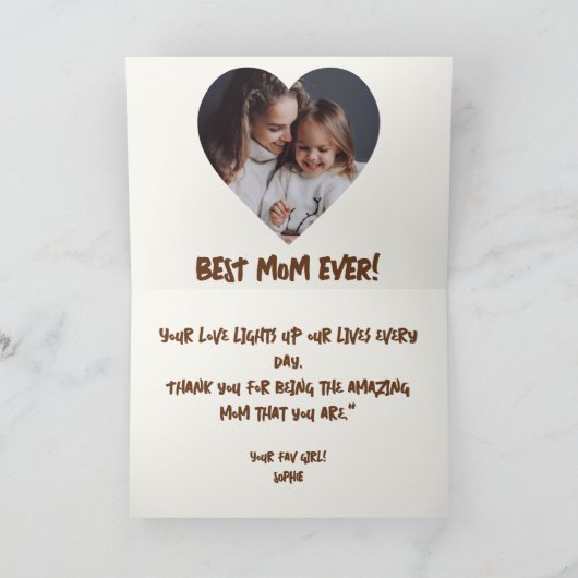 Highland Koe Mama & Kalf Moederdag Fotokaart Bedankkaart (Binnen)