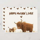 Highland Koe Mama & Kalf Rustiek Happy Moederdag Feestdagenkaart (Voorkant / Achterkant)
