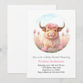 Highland Koe Meisje Baby shower Kaart (Voorkant / Achterkant)