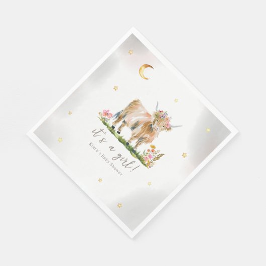 Highland Koe Meisje Baby shower Papier Servet (Hoek)