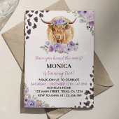 Highland Koe Meisje Bloemen Verjaardagsuitnodiging Kaart