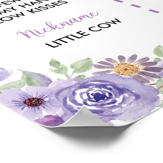 Highland Koe Meisje Eerste Verjaardag Mijlpaal tek Poster (Hoek)