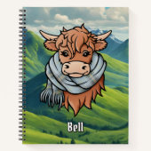 Highland Koe met Bell Tartan Sjaal Notitieboek (Voorkant)