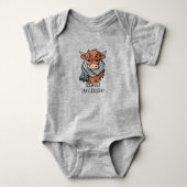 Highland Koe met Bell Tartan Sjaal Romper (Voorkant)