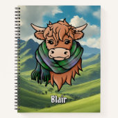 Highland Koe met Blair Tartan Sjaal Notitieboek (Voorkant)