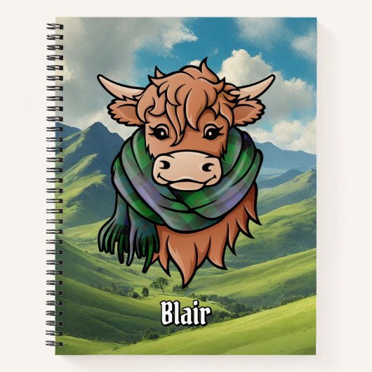 Highland Koe met Blair Tartan Sjaal Notitieboek (Voorkant)