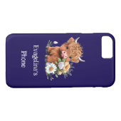 Highland Koe met bloemen op maat Case-Mate iPhone Case (Achterkant (Horizontaal))