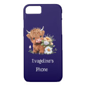 Highland Koe met bloemen op maat Case-Mate iPhone Case (Achterkant)