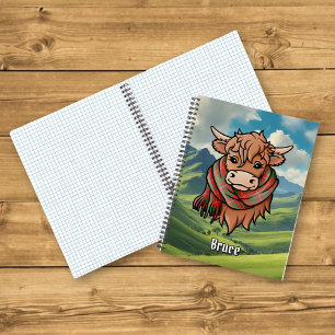 Highland Koe met Bruce Tartan Sjaal Notitieboek