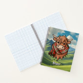 Highland Koe met Bruce Tartan Sjaal Notitieboek (Binnen)