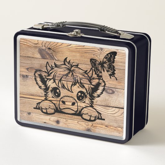 Highland Koe met Butterfly Black/Faux Woodgrain (Voorkant)