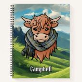 Highland Koe met Campbell Tartan Sjaal Notitieboek (Voorkant)