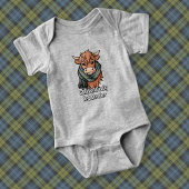 Highland Koe met Campbell Tartan Sjaal Romper