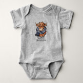 Highland Koe met Clark Tartan Sjaal Romper (Voorkant)