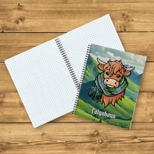 Highland Koe met Colquhoun Tartan Scarf Notitieboek