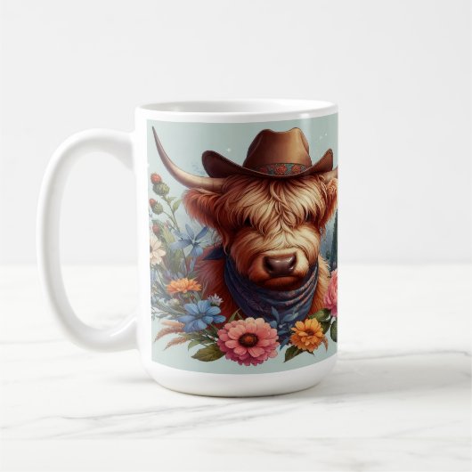 Highland Koe met Cowboy Pet Koffiemok (Links)
