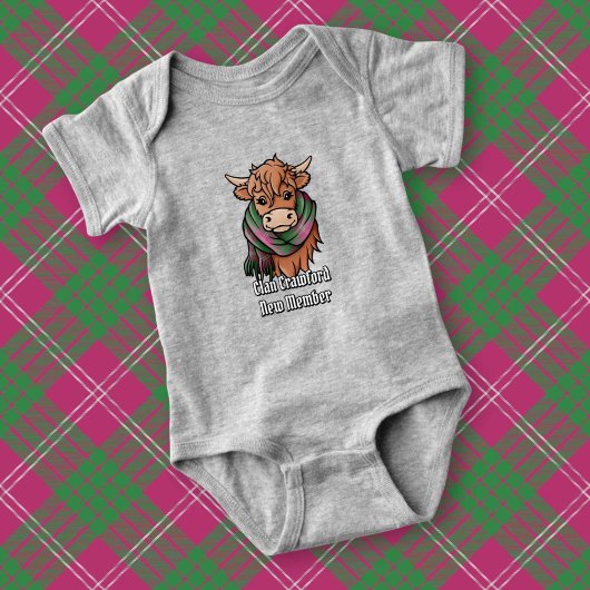 Highland Koe met Crawford Tartan Sjaal Romper
