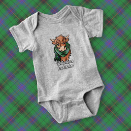 Highland Koe met Davidson Tartan Sjaal Romper
