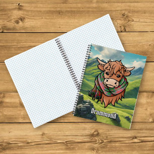Highland Koe met Drummond Tartan Sjaal Notitieboek