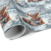 Highland Koe met een kerstkrans Cadeaupapier (Rol Hoek)