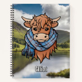 Highland Koe met Elliot Ancient Tartan Sjaal Notitieboek (Voorkant)