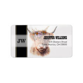 Highland Koe met Floral Crown Waterverf Illustra Etiket (Voorkant)