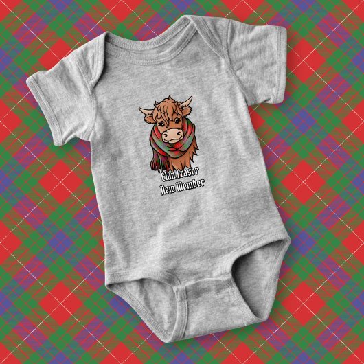 Highland Koe met Fraser Tartan Sjaal Romper