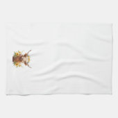 Highland Koe met gele zonnebloemkroon Theedoek (Horizontaal)