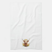 Highland Koe met gele zonnebloemkroon Theedoek (Verticaal)