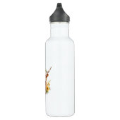 Highland Koe met gele zonnebloemkroon Waterfles (Rechts)