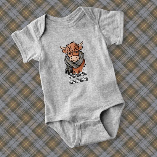 Highland Koe met Gordon Weathered Tartan Sjaal Romper