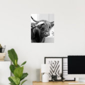 Highland Koe met haarborstel Funny Haarstylist Poster (Thuiskantoor)