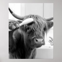 Highland Koe met haarborstel Funny Haarstylist